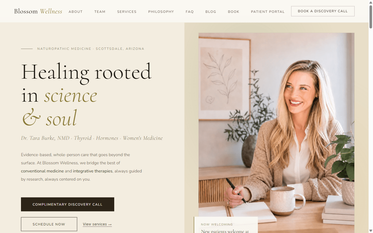 Wellness Practice Website — homepage screenshot